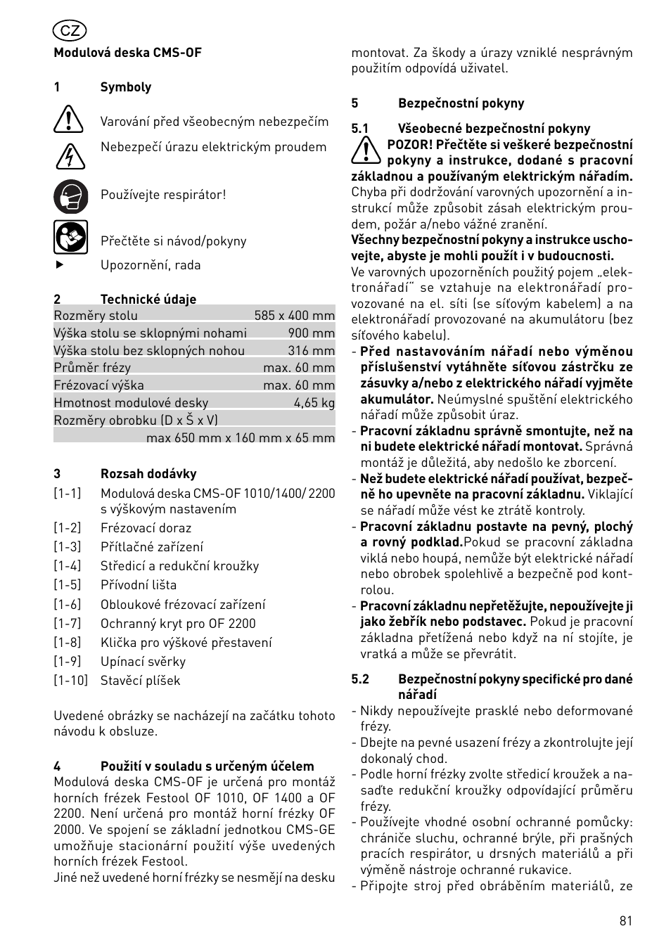 Festool CMS-OF User Manual | Page 81 / 100