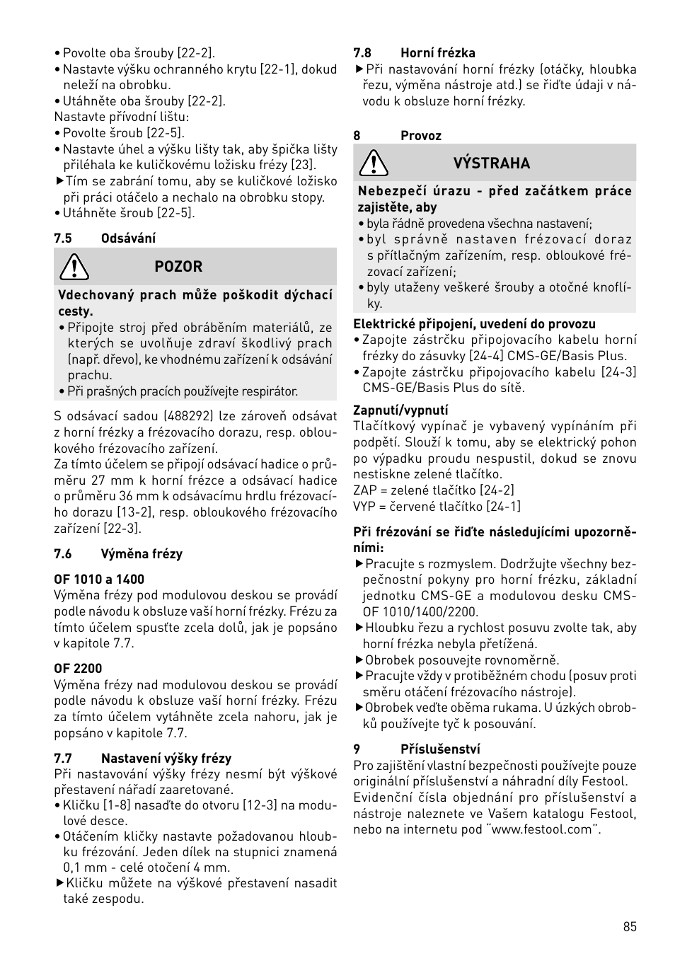 Festool CMS-OF User Manual | Page 85 / 100