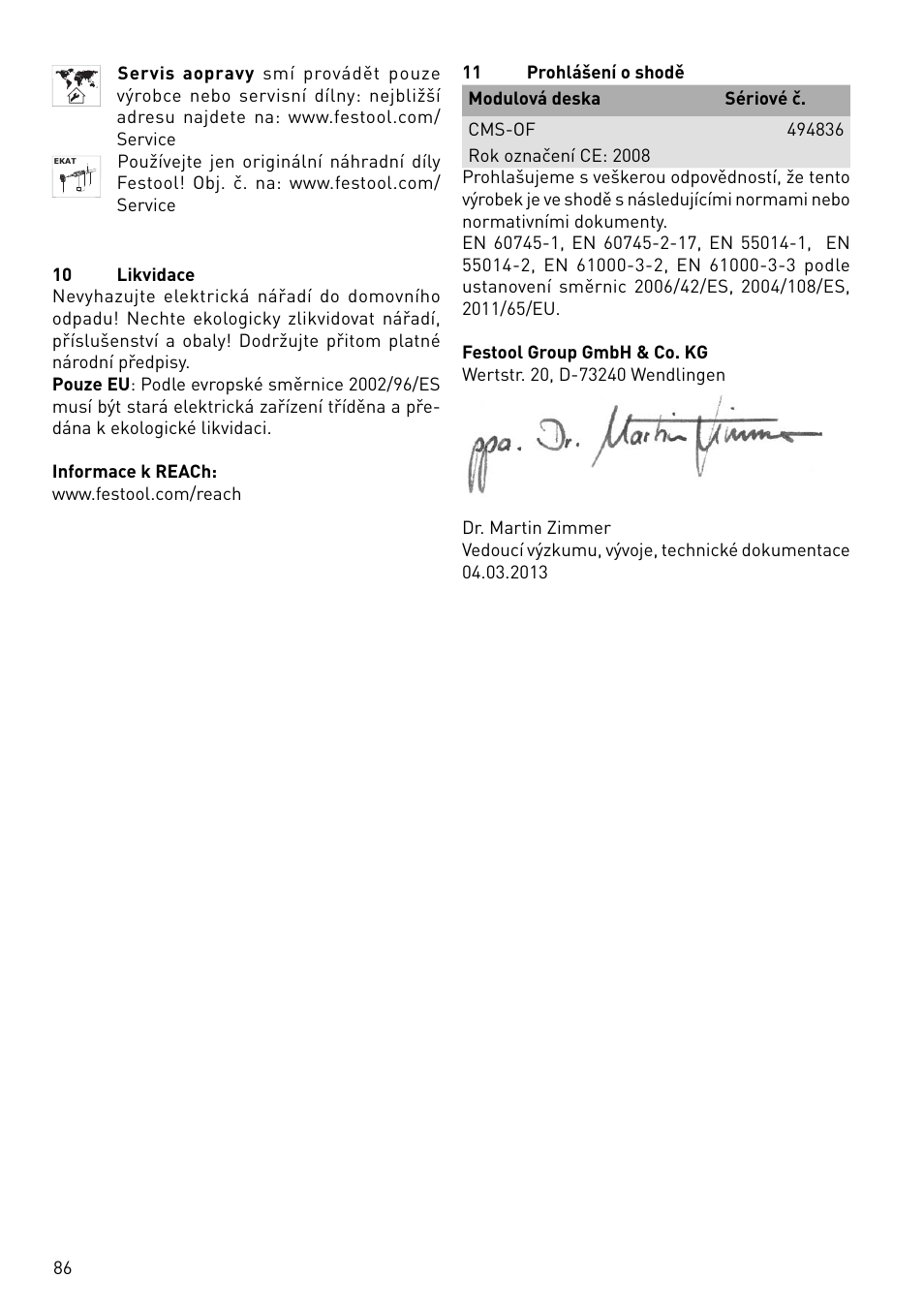 Festool CMS-OF User Manual | Page 86 / 100