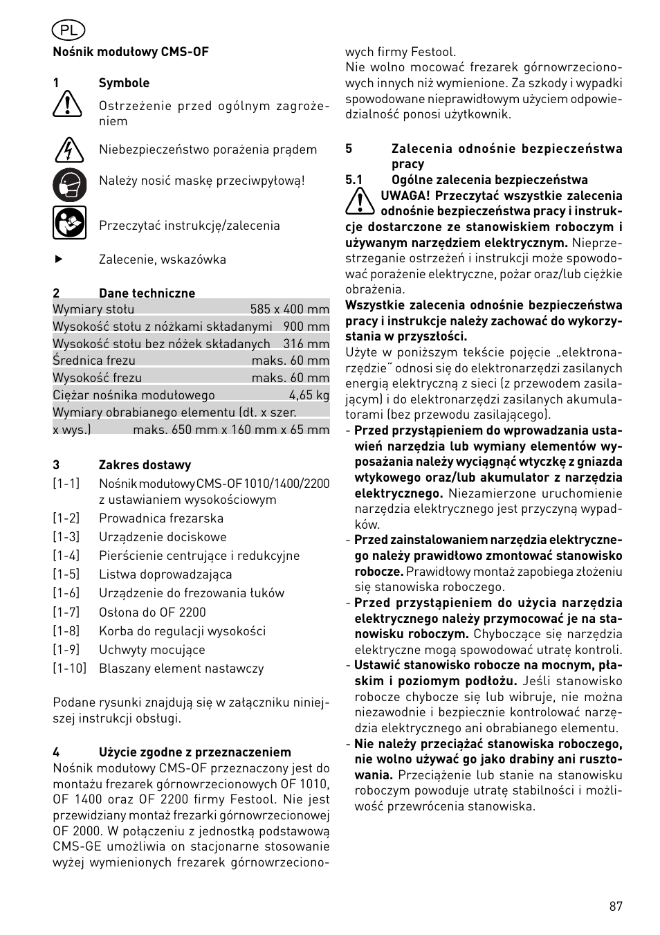 Festool CMS-OF User Manual | Page 87 / 100