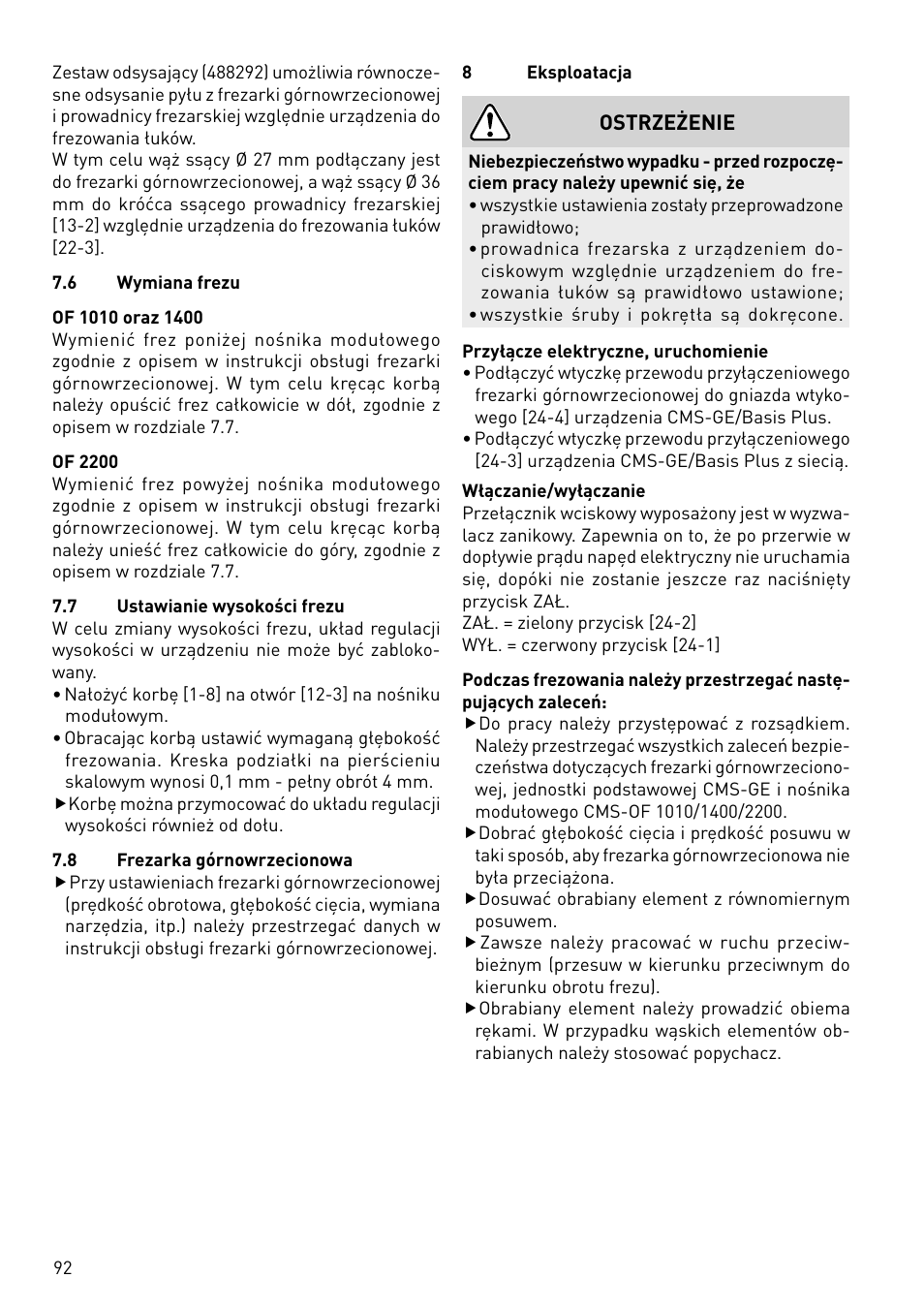 Festool CMS-OF User Manual | Page 92 / 100