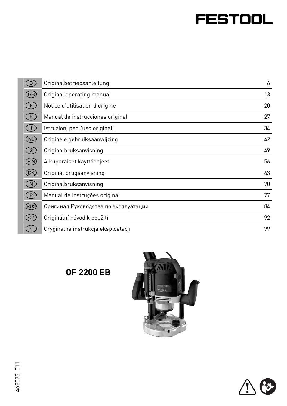 Festool OF 2200 EB User Manual | 116 pages
