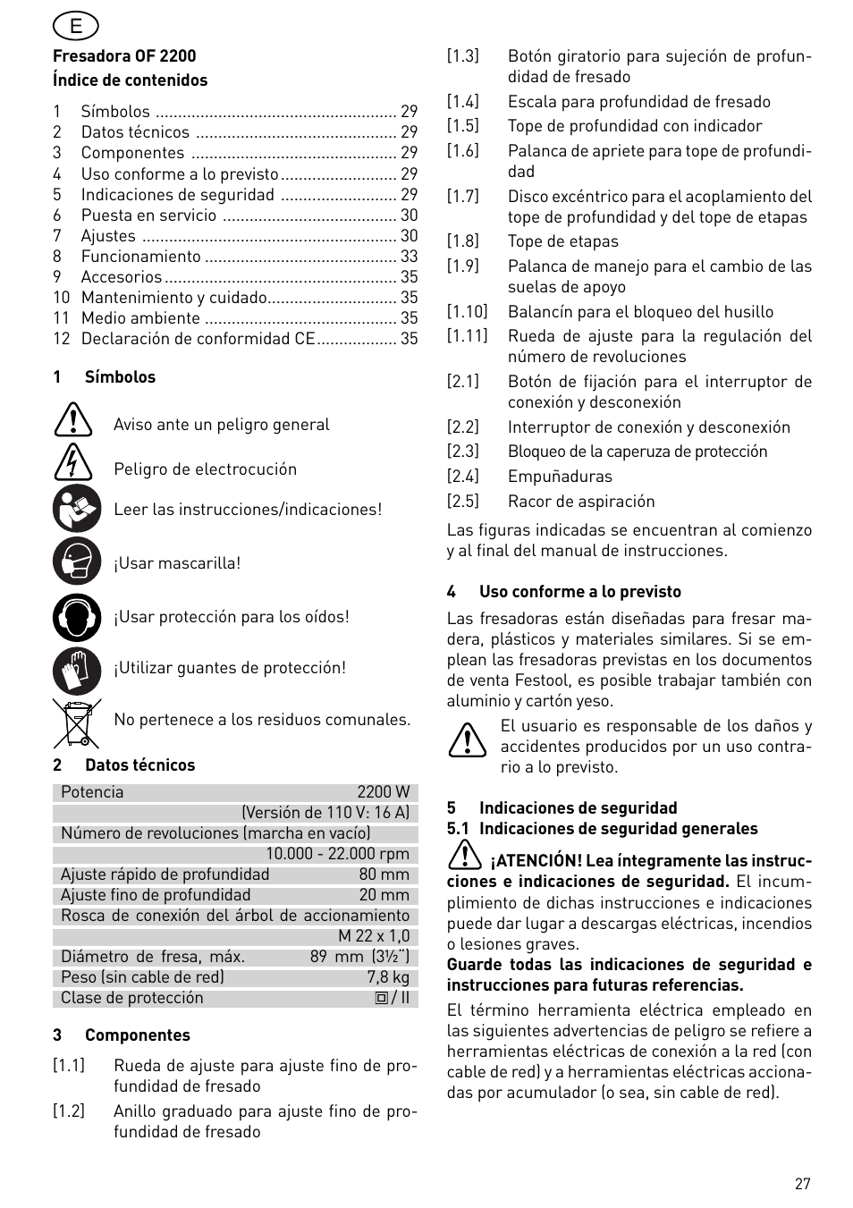Festool OF 2200 EB User Manual | Page 27 / 116