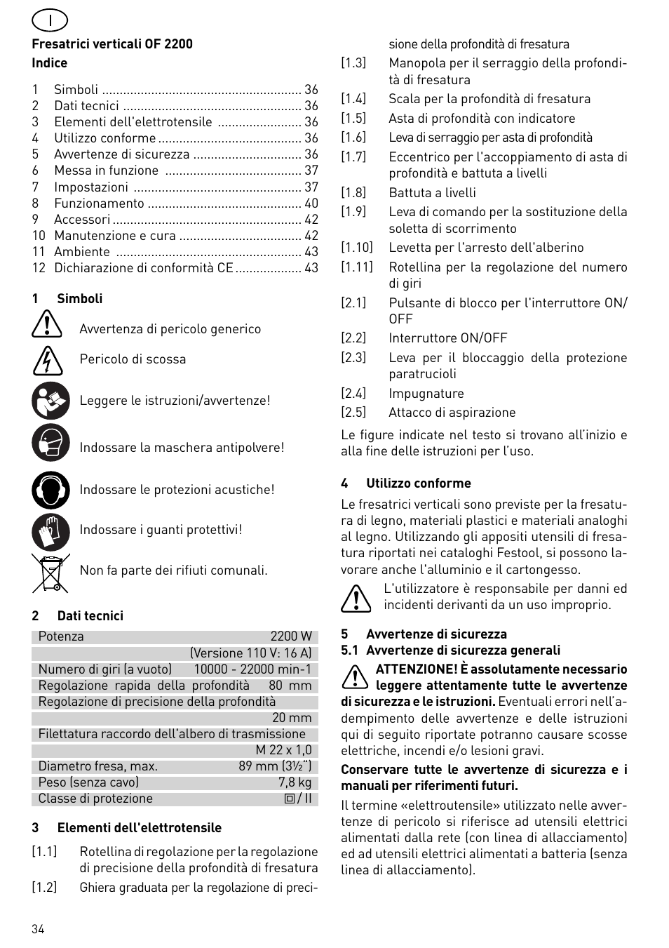Festool OF 2200 EB User Manual | Page 34 / 116