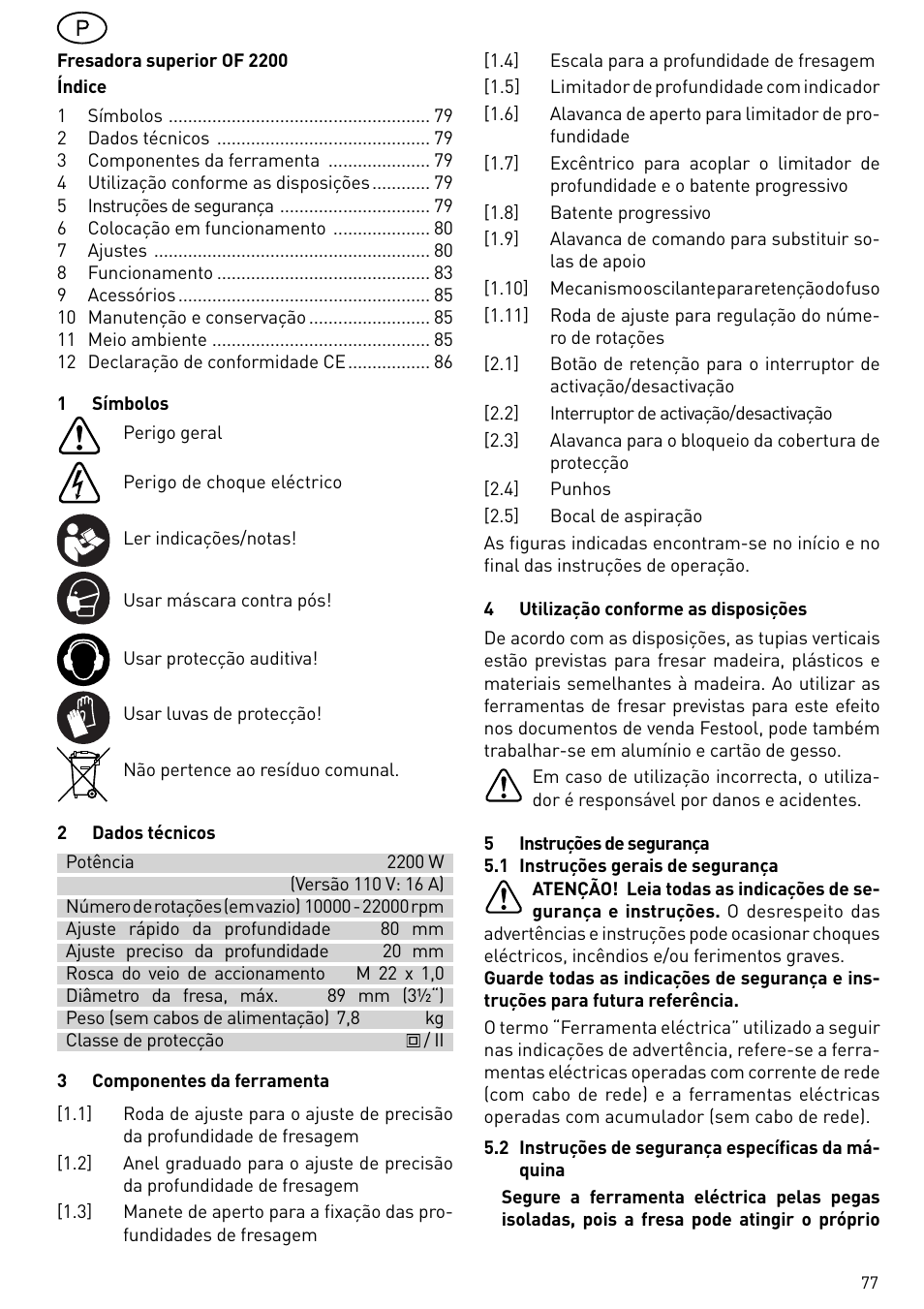 Festool OF 2200 EB User Manual | Page 77 / 116