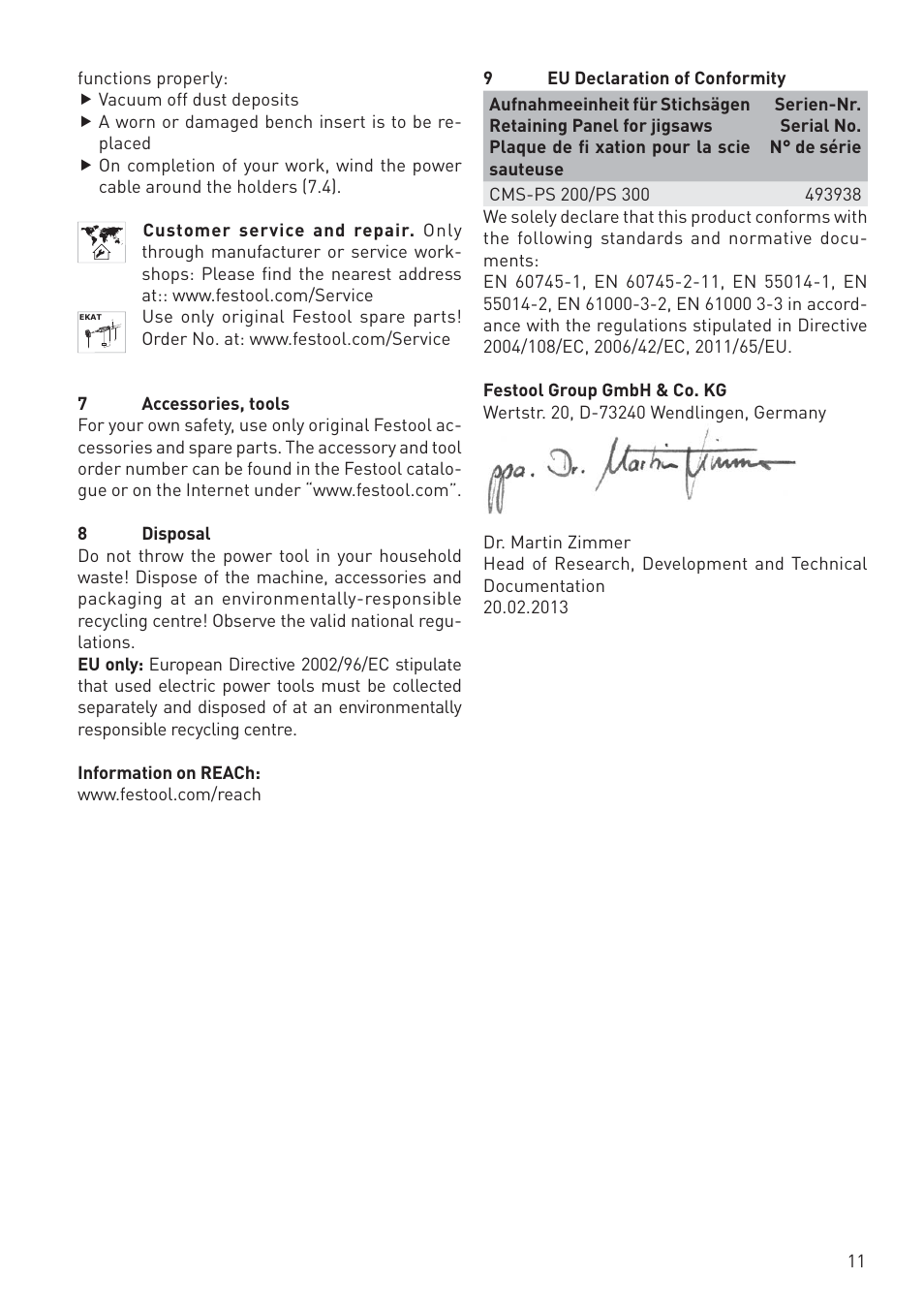 Festool CMS PS 300 User Manual | Page 11 / 48