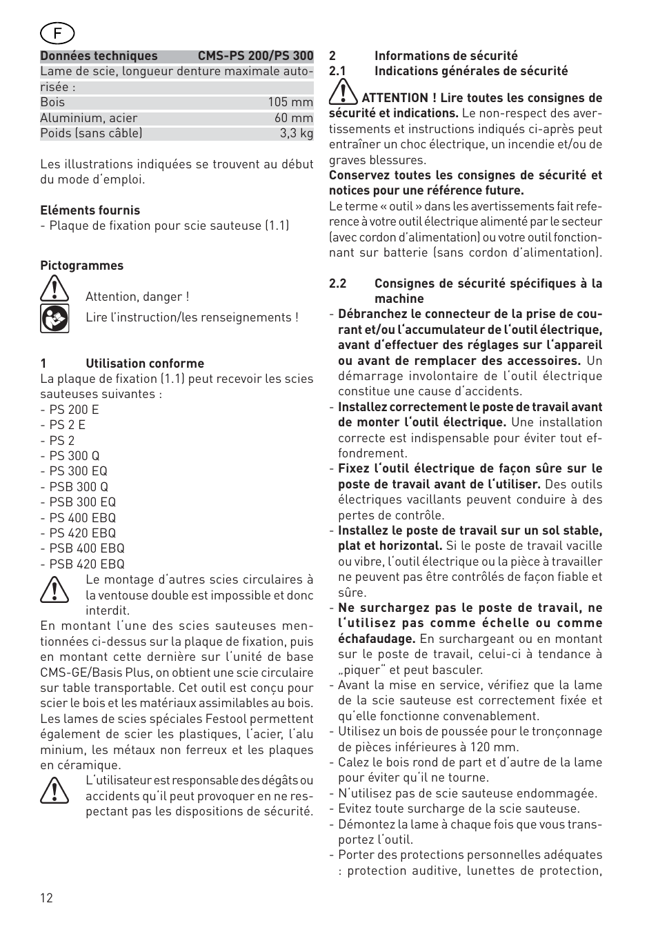 Festool CMS PS 300 User Manual | Page 12 / 48