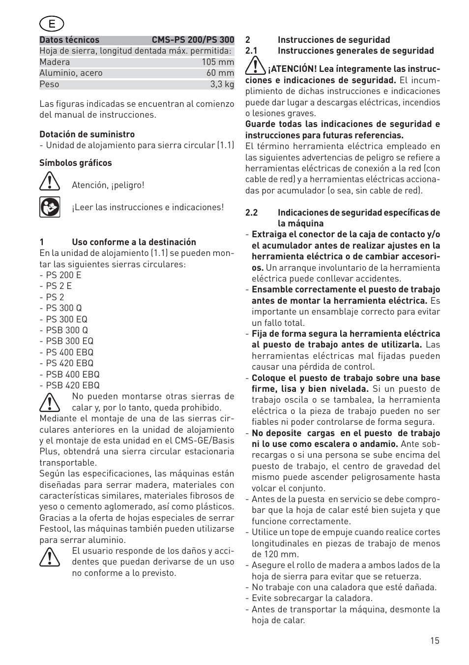 Festool CMS PS 300 User Manual | Page 15 / 48