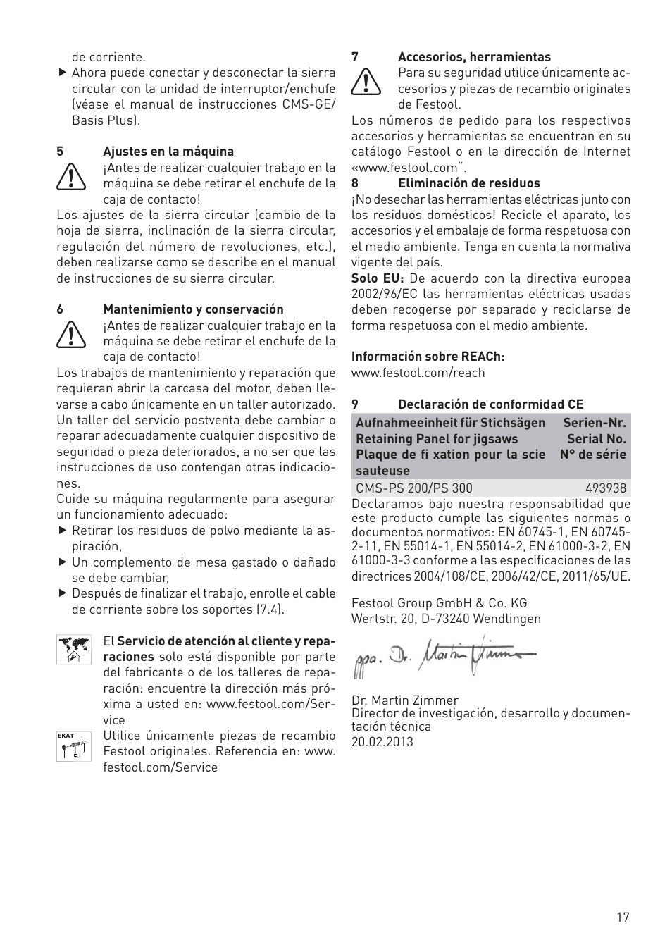 Festool CMS PS 300 User Manual | Page 17 / 48