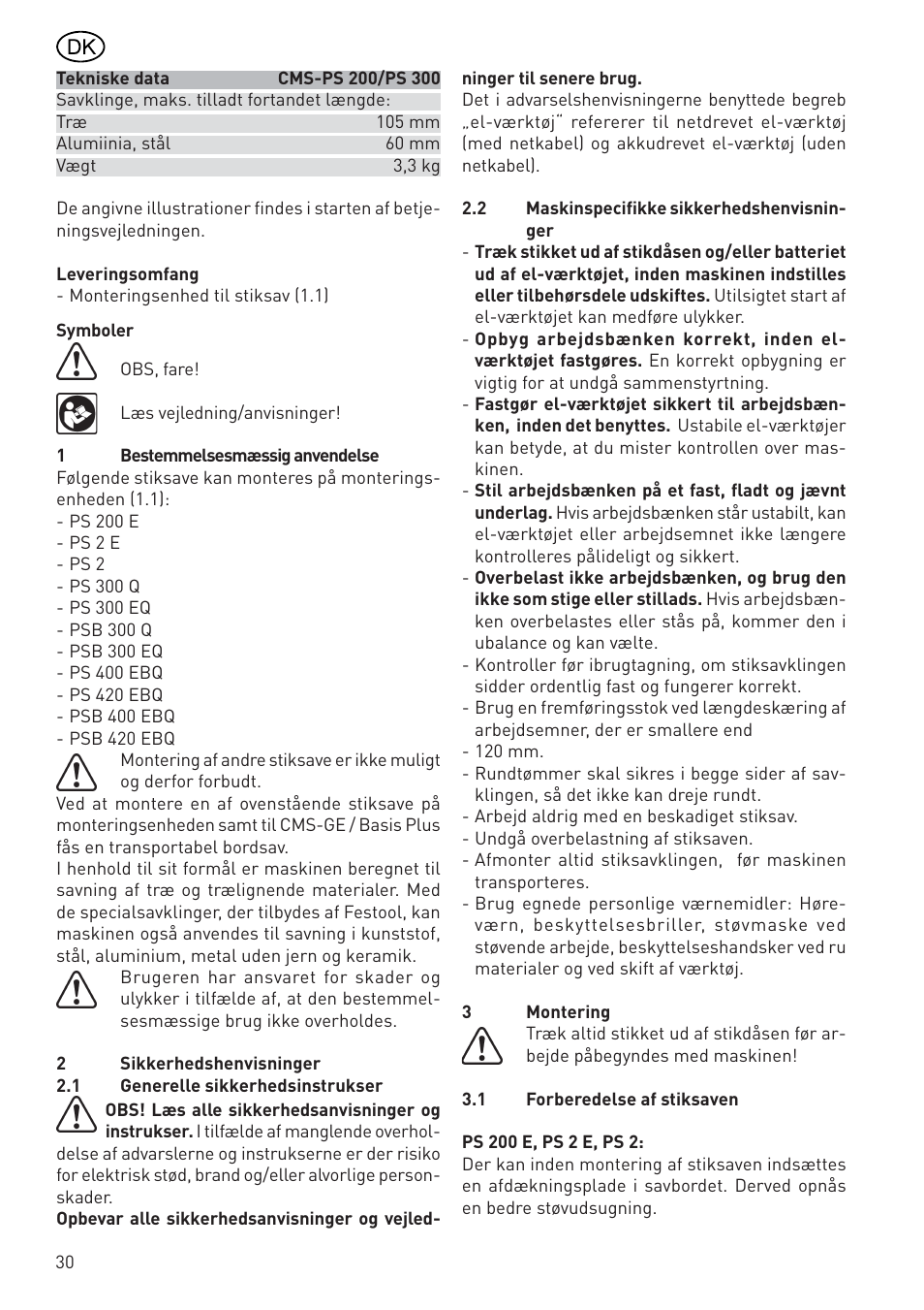 Festool CMS PS 300 User Manual | Page 30 / 48