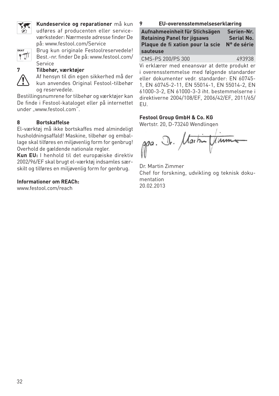 Festool CMS PS 300 User Manual | Page 32 / 48