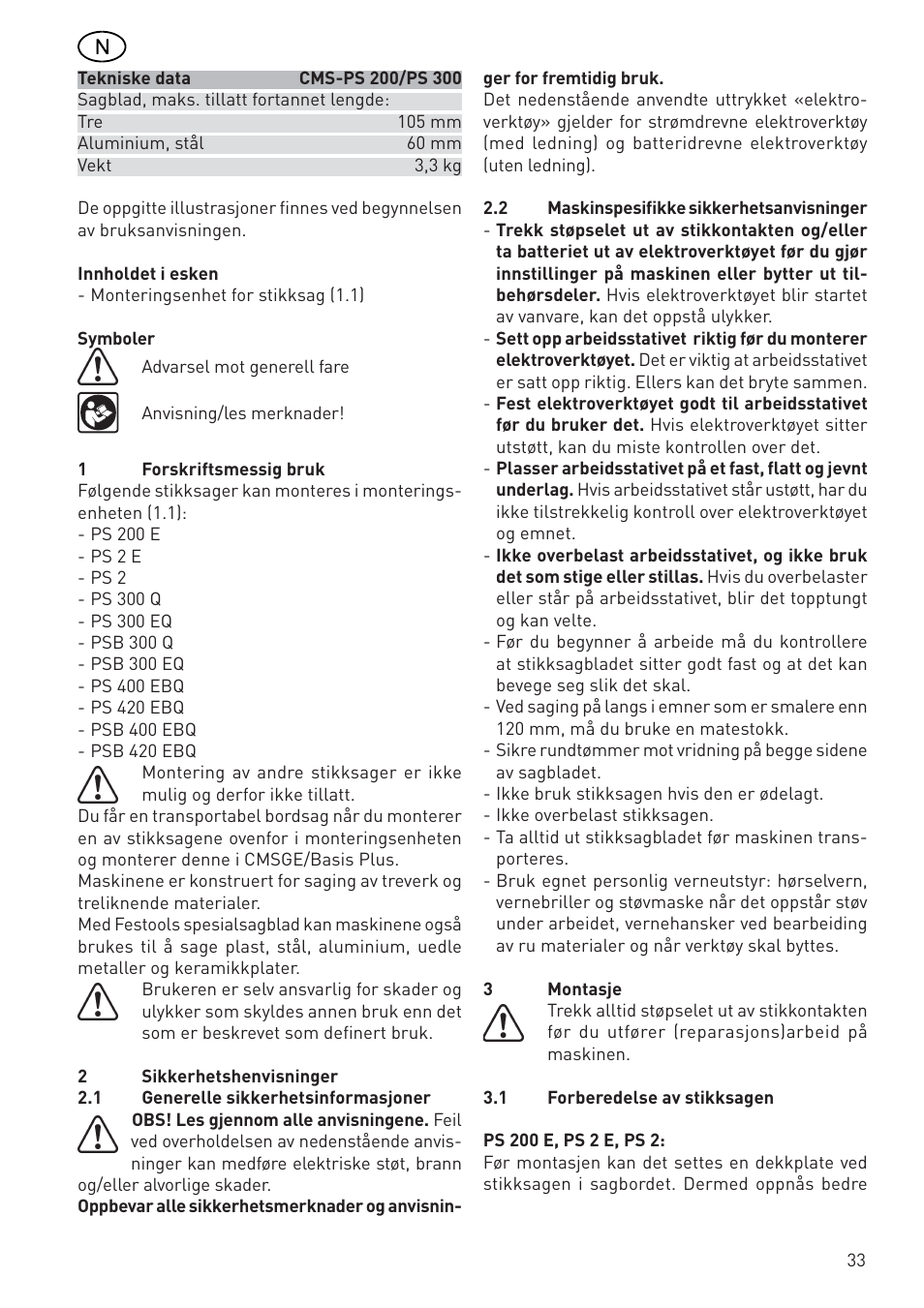 Festool CMS PS 300 User Manual | Page 33 / 48