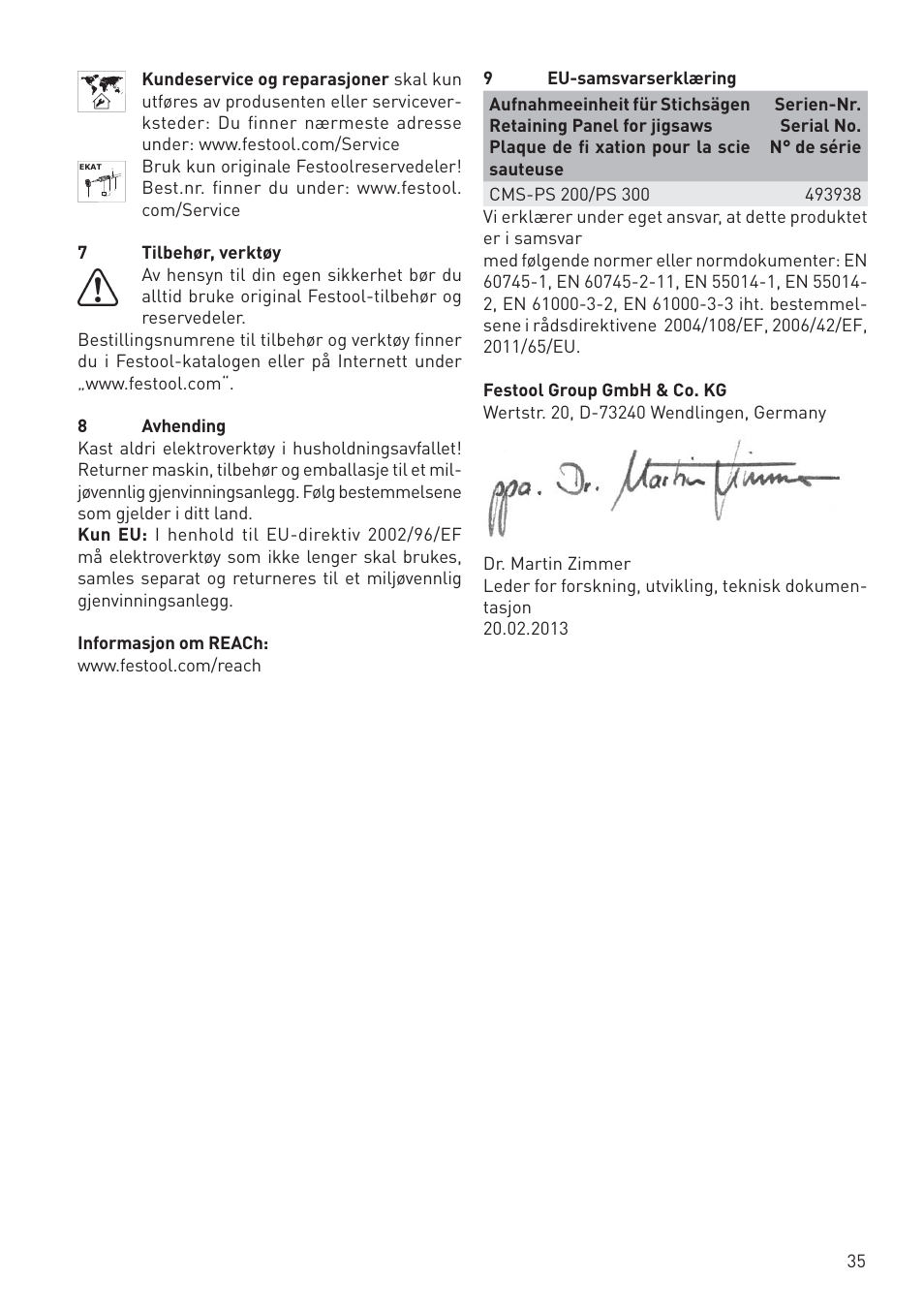 Festool CMS PS 300 User Manual | Page 35 / 48