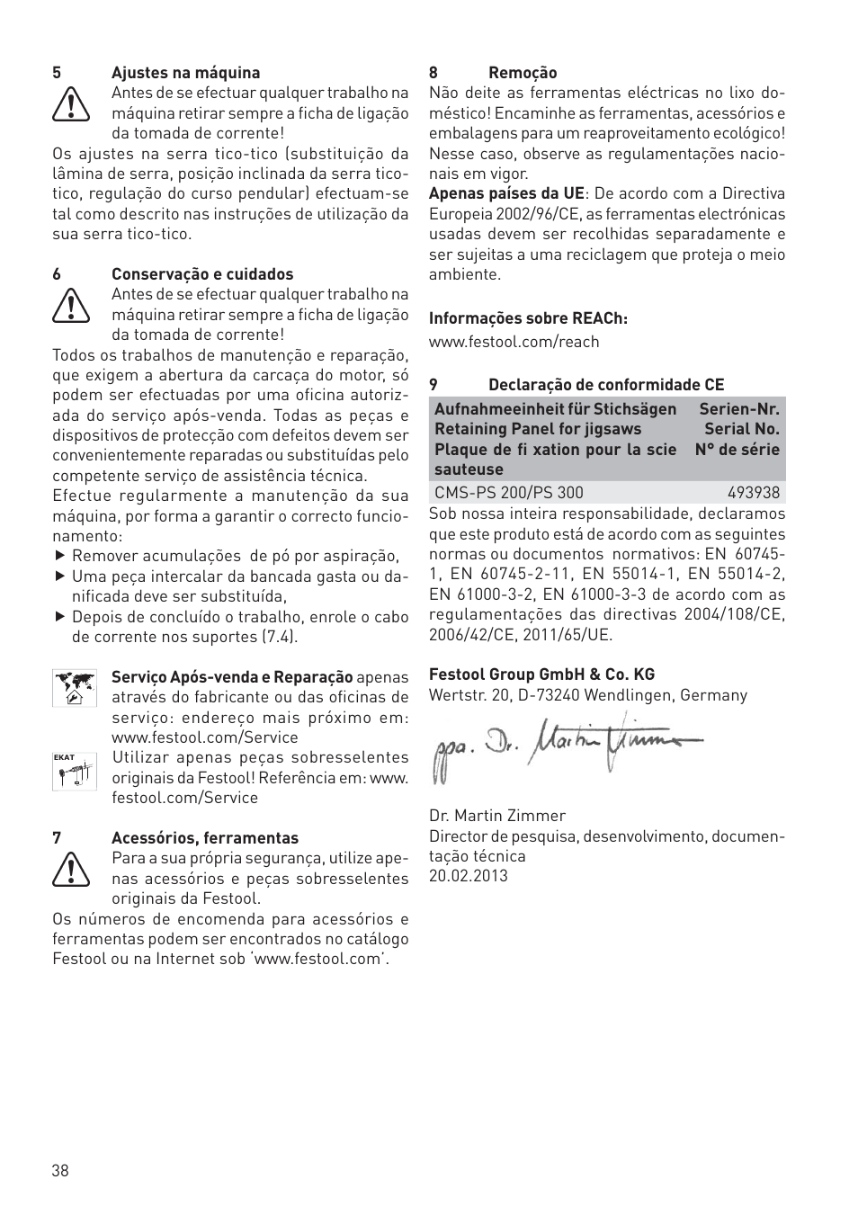 Festool CMS PS 300 User Manual | Page 38 / 48