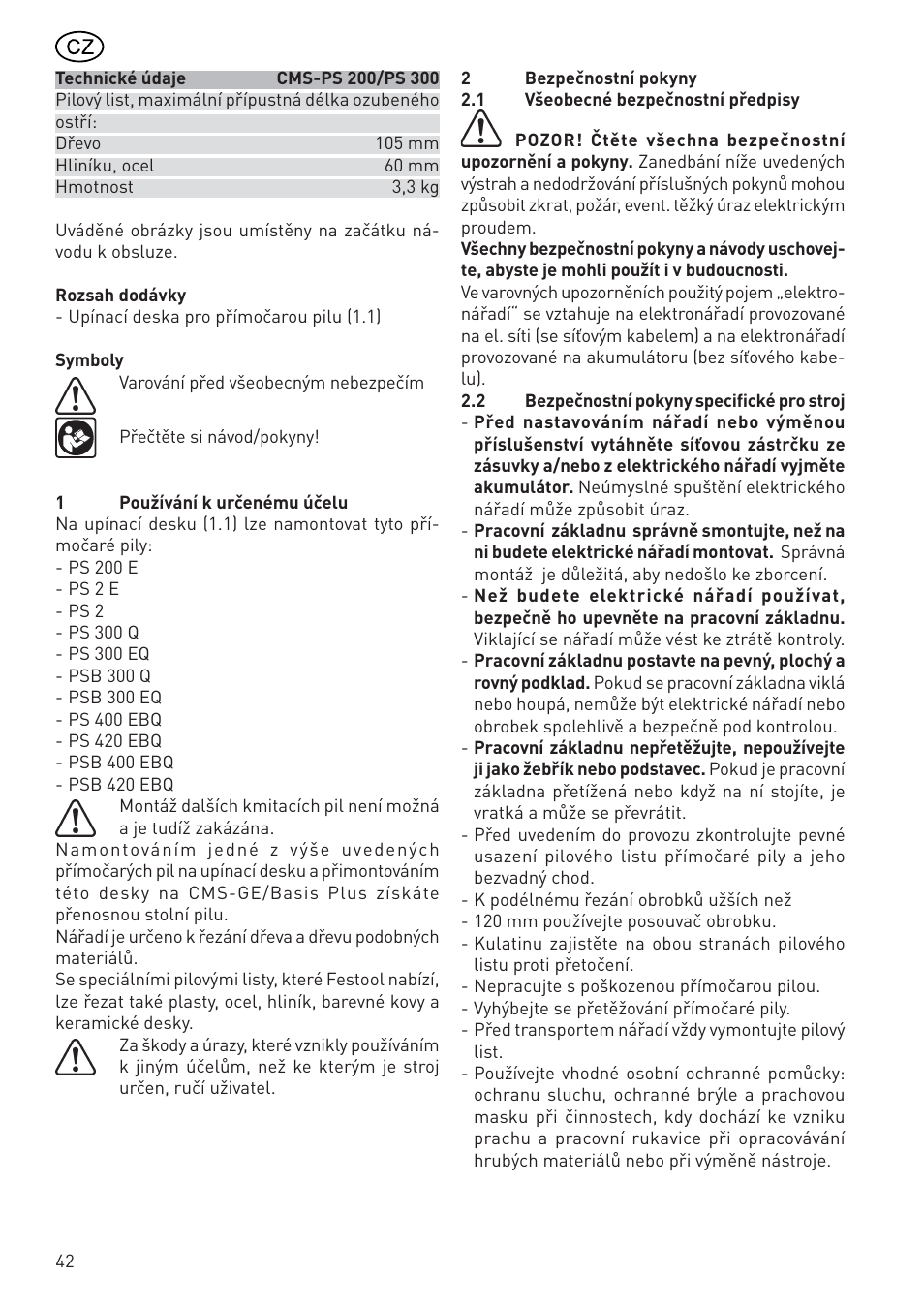 Festool CMS PS 300 User Manual | Page 42 / 48