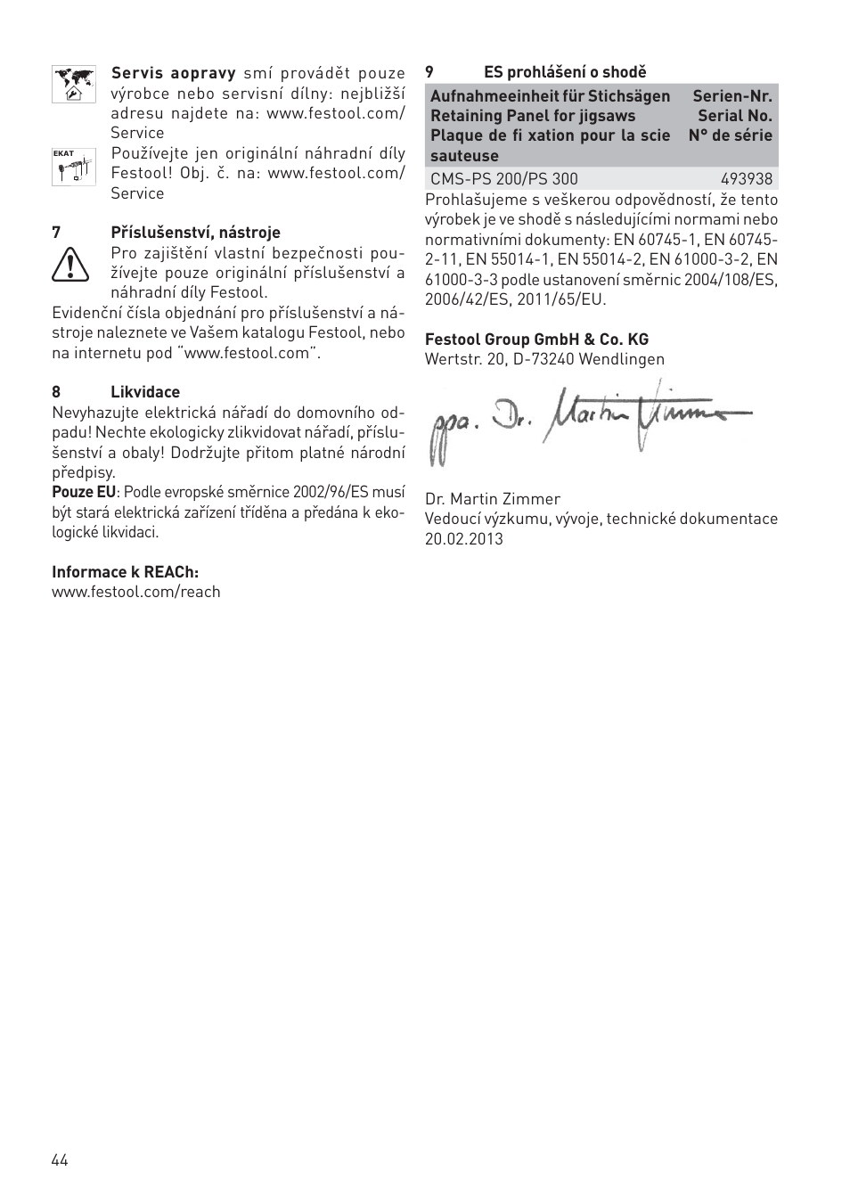 Festool CMS PS 300 User Manual | Page 44 / 48