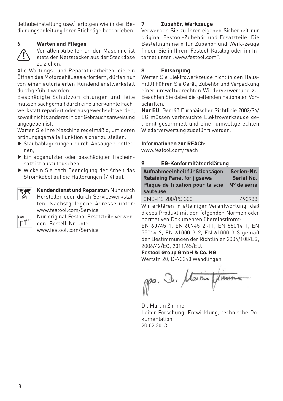 Festool CMS PS 300 User Manual | Page 8 / 48