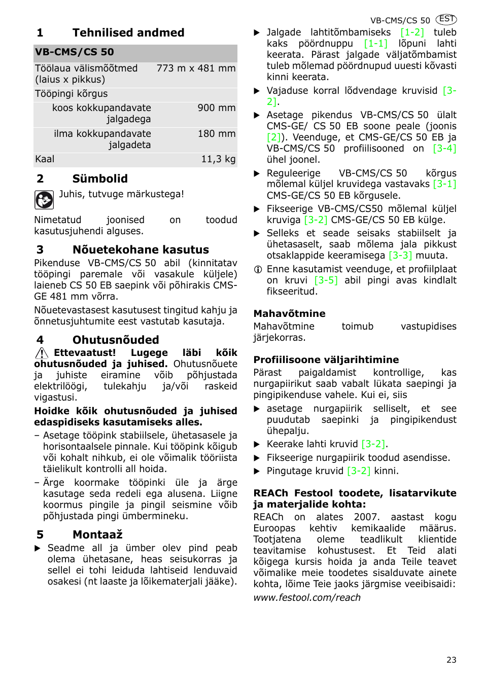 Festool CS 50 accessories PRECISIO User Manual | Page 25 / 38