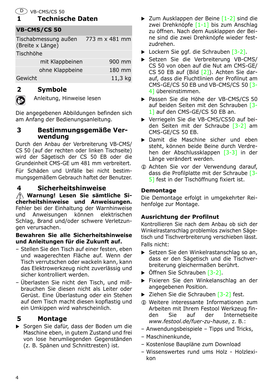 Festool CS 50 accessories PRECISIO User Manual | Page 6 / 38