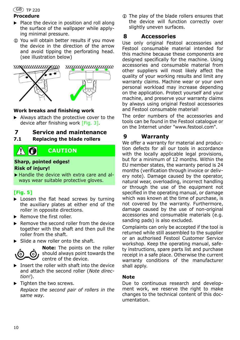 Festool TP 220 User Manual | Page 10 / 38