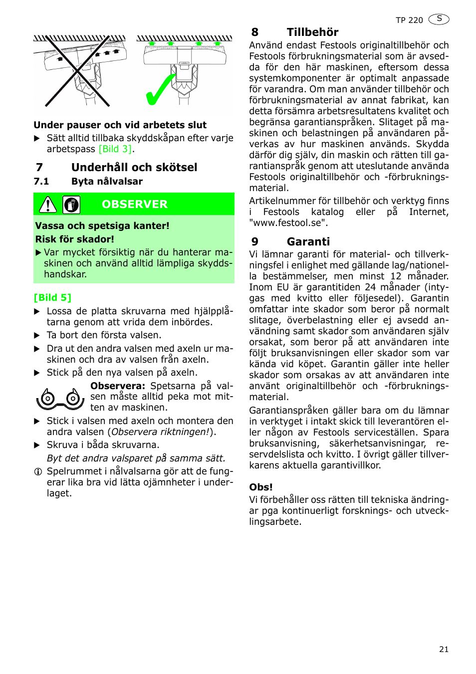 Festool TP 220 User Manual | Page 21 / 38