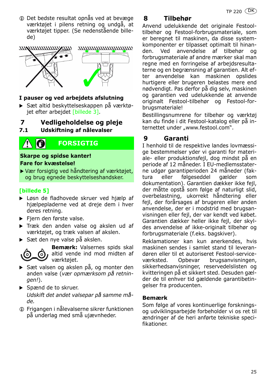 Festool TP 220 User Manual | Page 25 / 38