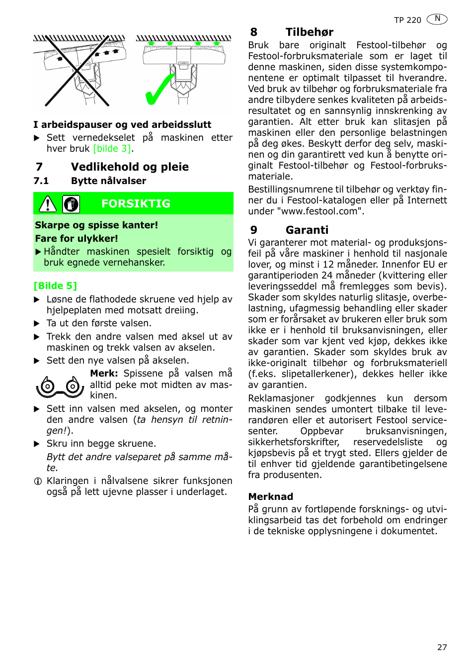 Festool TP 220 User Manual | Page 27 / 38