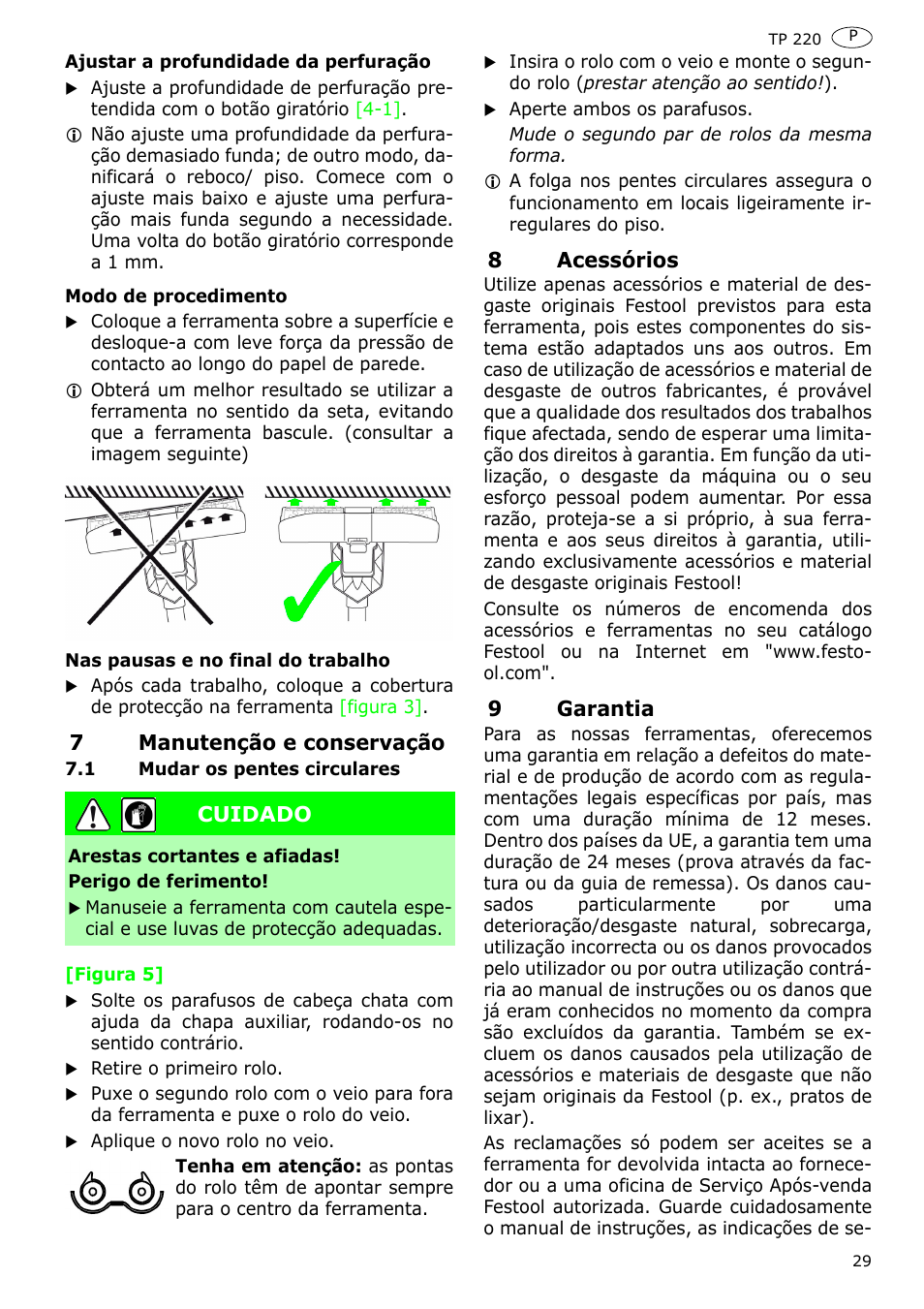 Festool TP 220 User Manual | Page 29 / 38