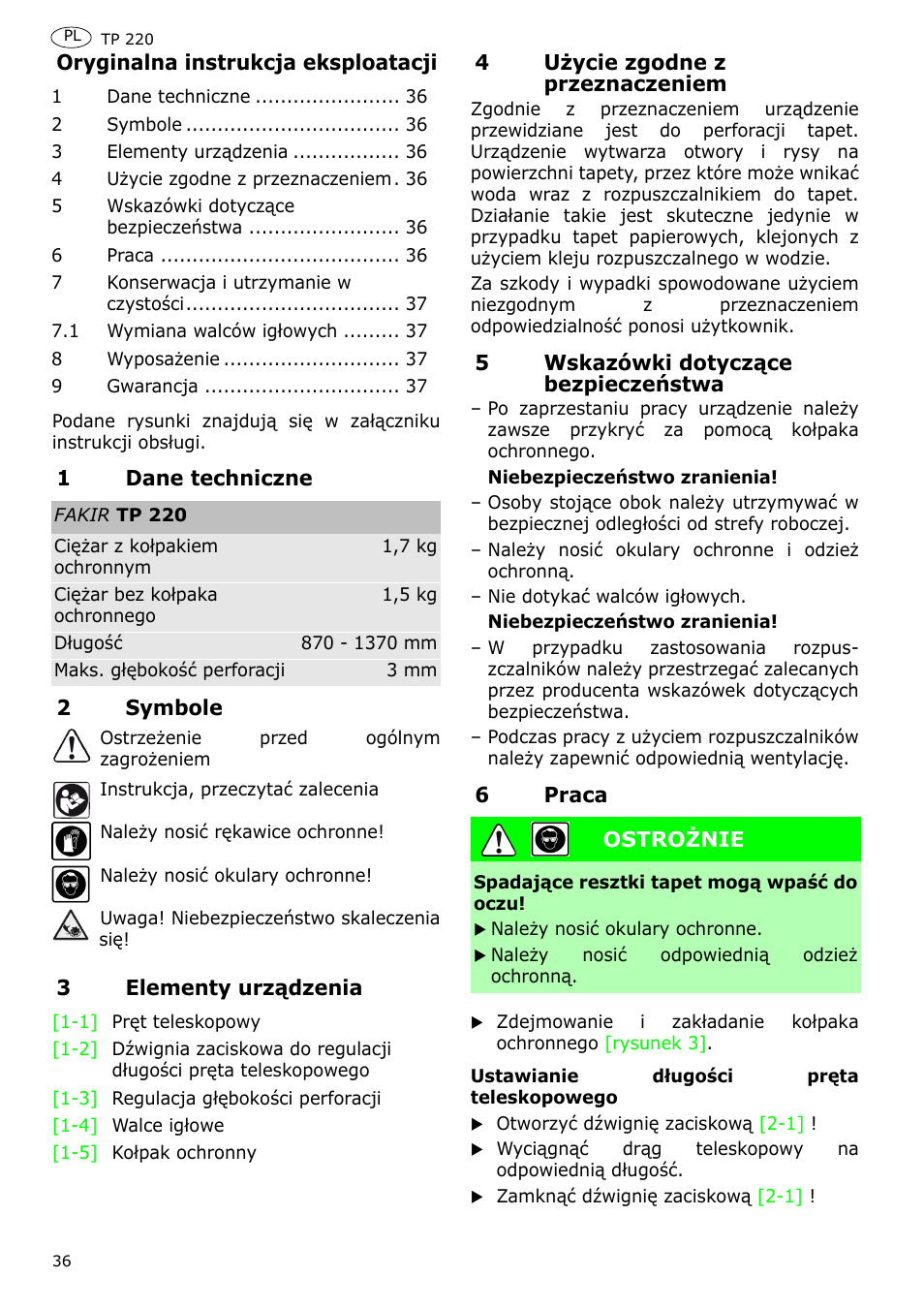 Festool TP 220 User Manual | Page 36 / 38