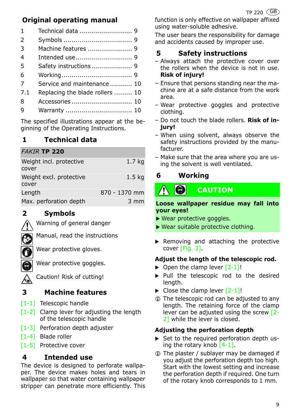 Festool TP 220 User Manual | Page 9 / 38