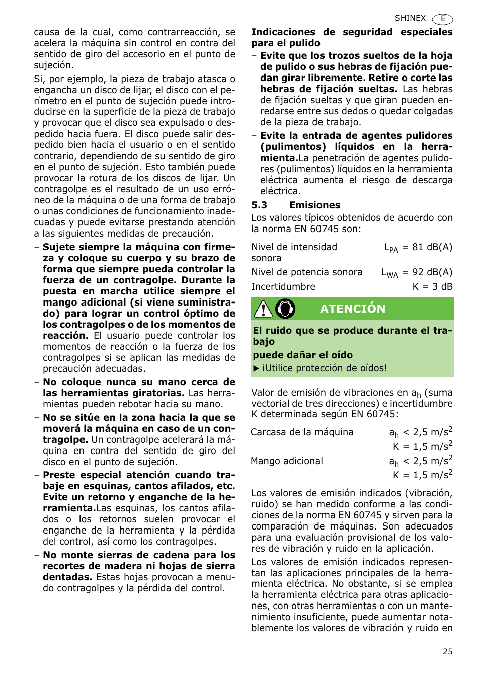 Atención | Festool SHINEX RAP 150 FE User Manual | Page 25 / 85