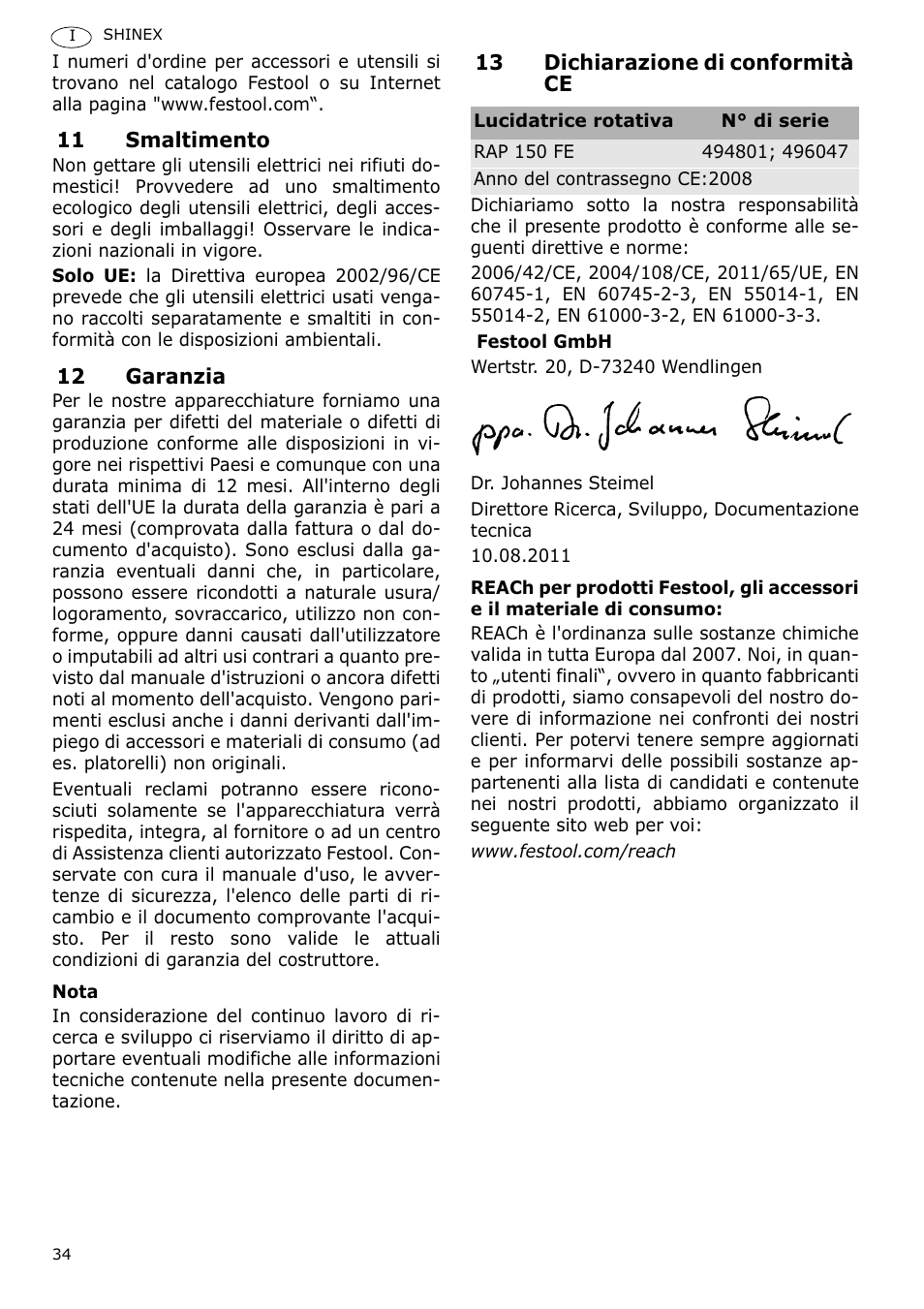 Festool SHINEX RAP 150 FE User Manual | Page 34 / 85