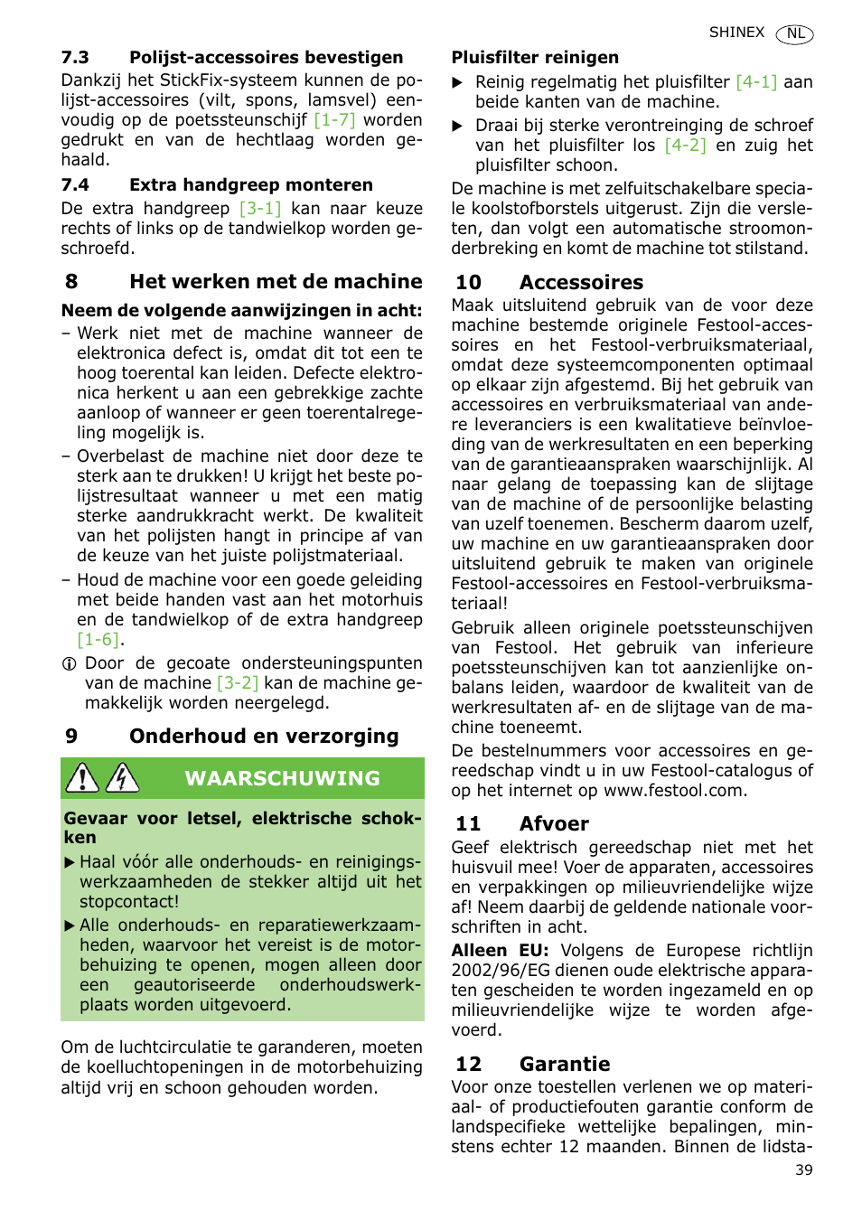 Festool SHINEX RAP 150 FE User Manual | Page 39 / 85