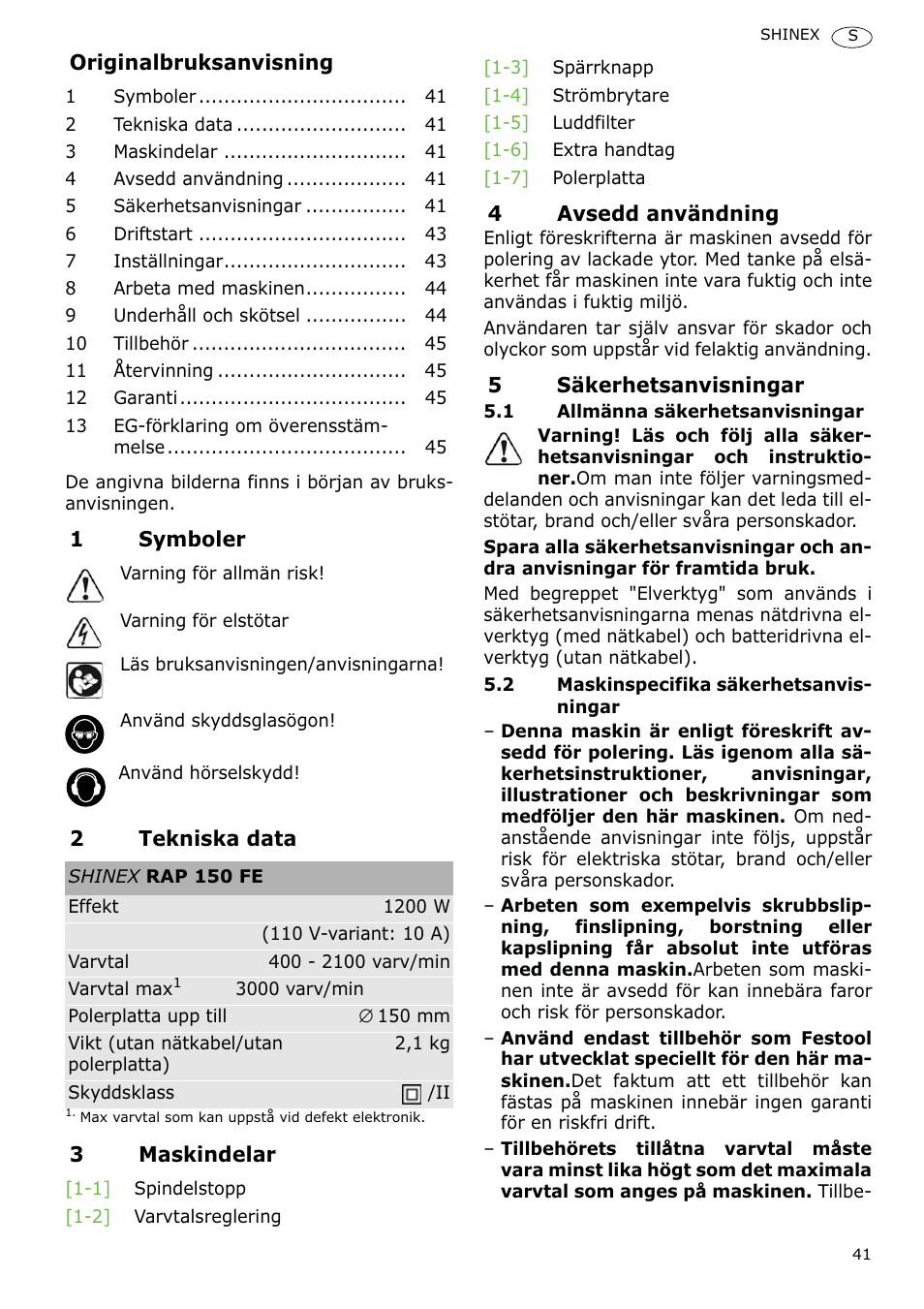 Festool SHINEX RAP 150 FE User Manual | Page 41 / 85