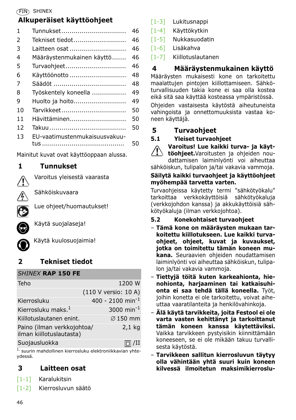 Festool SHINEX RAP 150 FE User Manual | Page 46 / 85