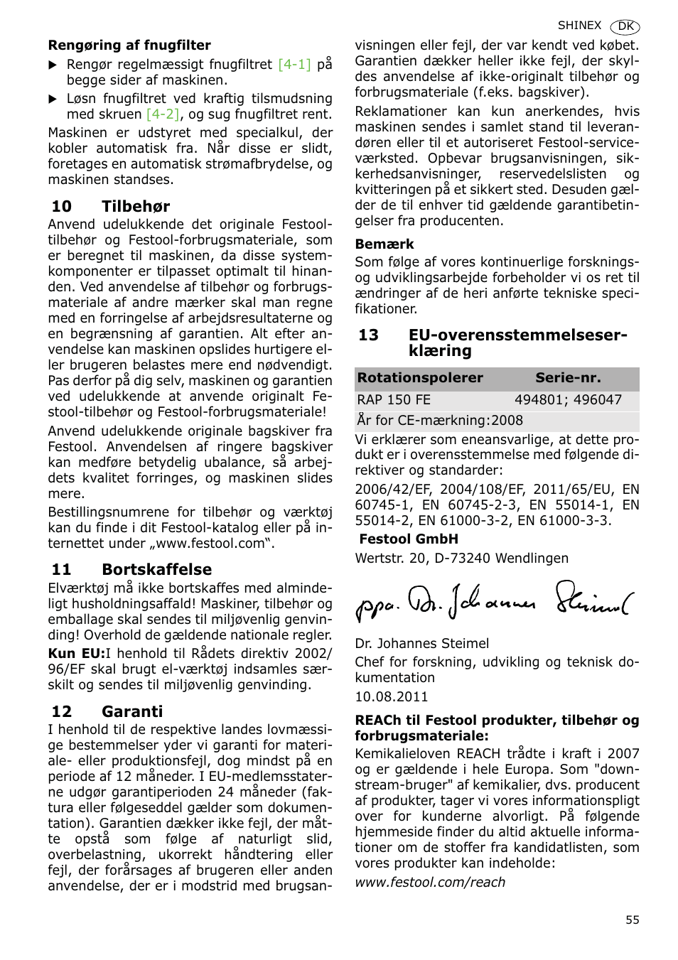 Festool SHINEX RAP 150 FE User Manual | Page 55 / 85