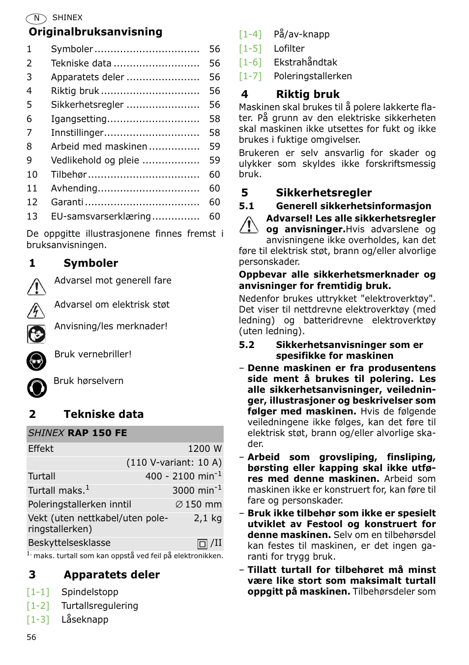 Festool SHINEX RAP 150 FE User Manual | Page 56 / 85