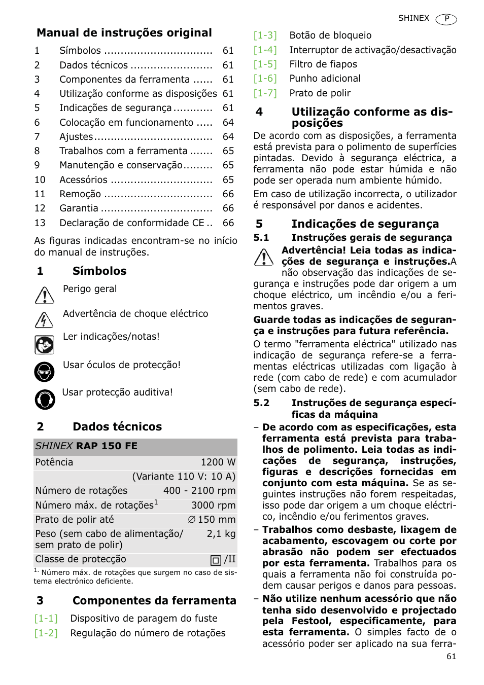 Festool SHINEX RAP 150 FE User Manual | Page 61 / 85