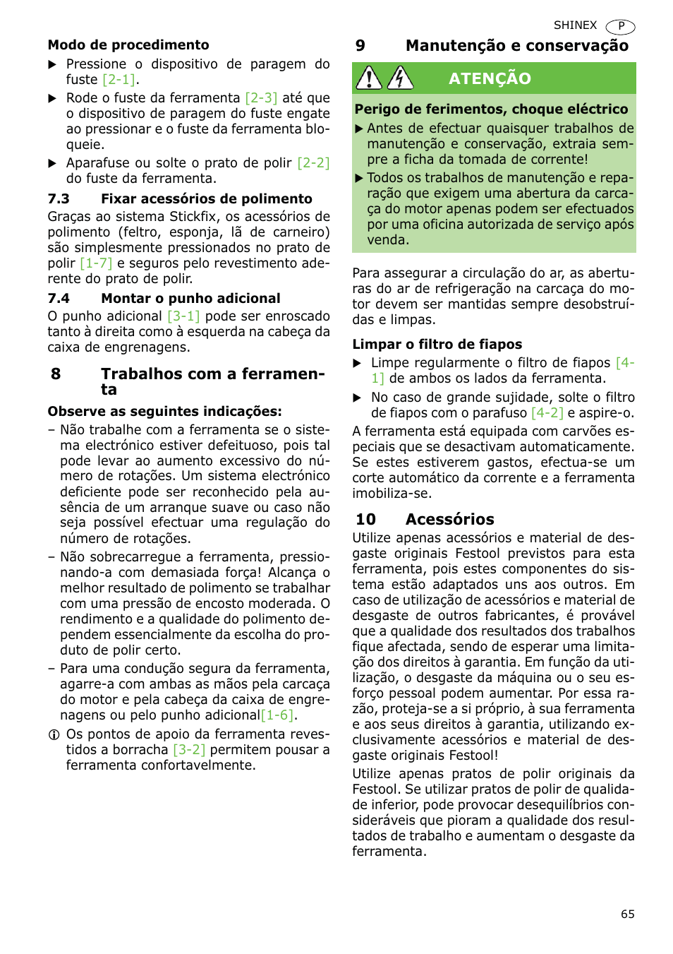 Festool SHINEX RAP 150 FE User Manual | Page 65 / 85