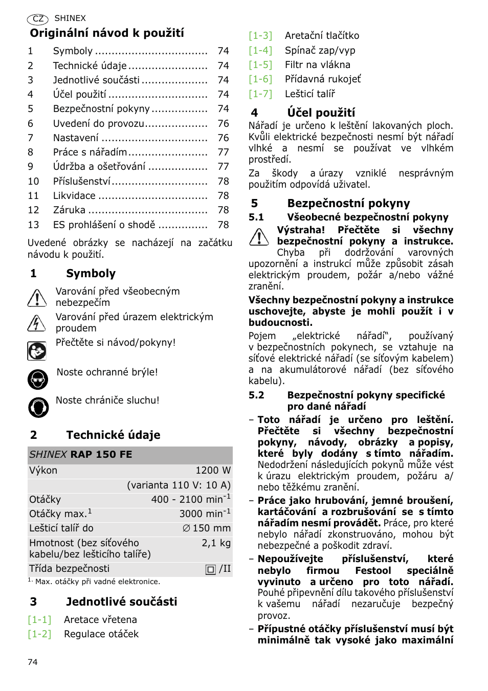 Festool SHINEX RAP 150 FE User Manual | Page 74 / 85