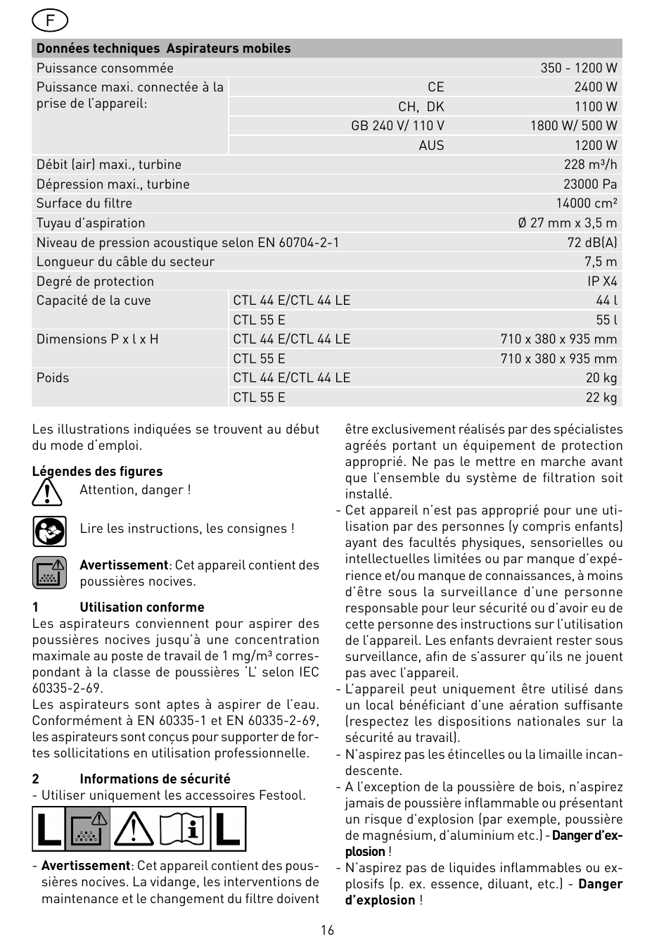Festool CTL 55 E User Manual | Page 16 / 70