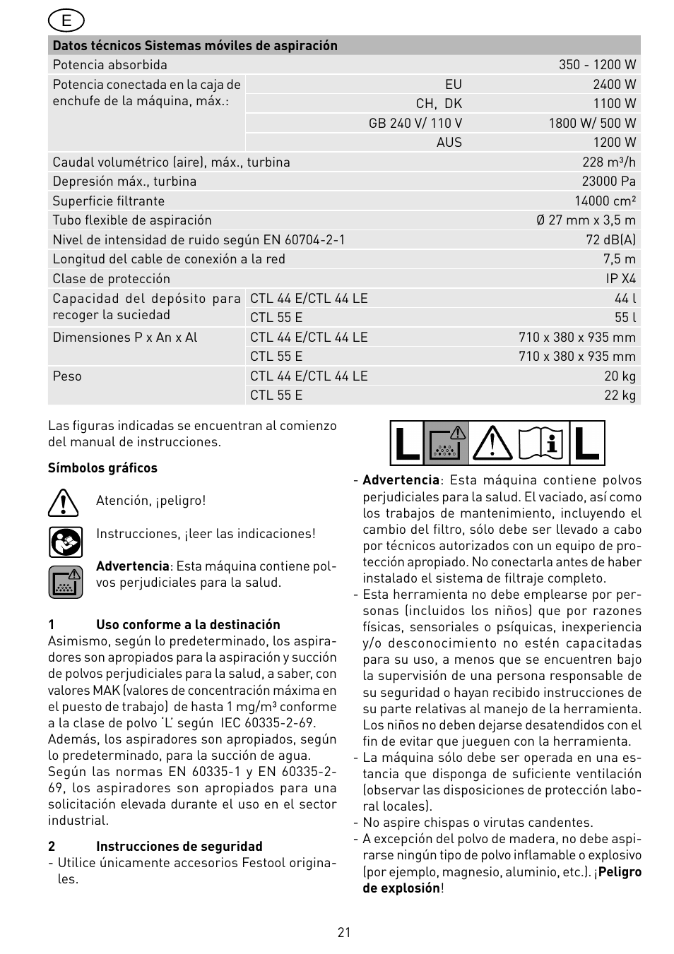 Festool CTL 55 E User Manual | Page 21 / 70
