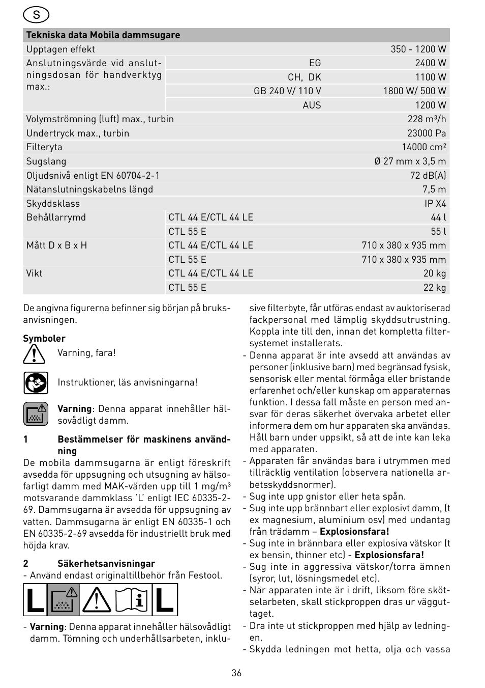 Festool CTL 55 E User Manual | Page 36 / 70