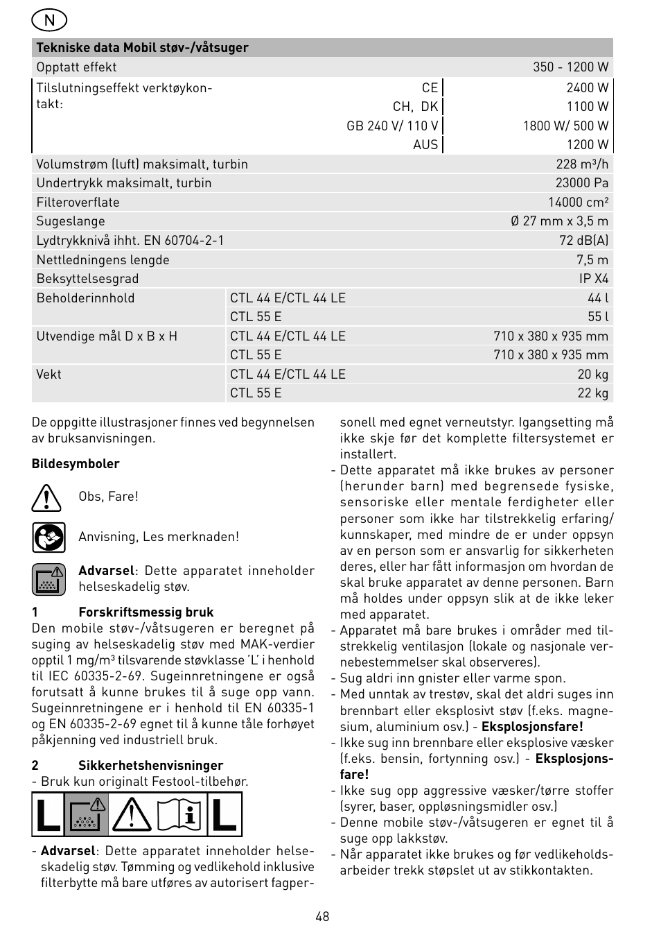 Festool CTL 55 E User Manual | Page 48 / 70