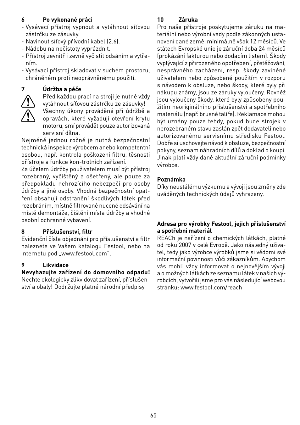 Festool CTL 55 E User Manual | Page 65 / 70