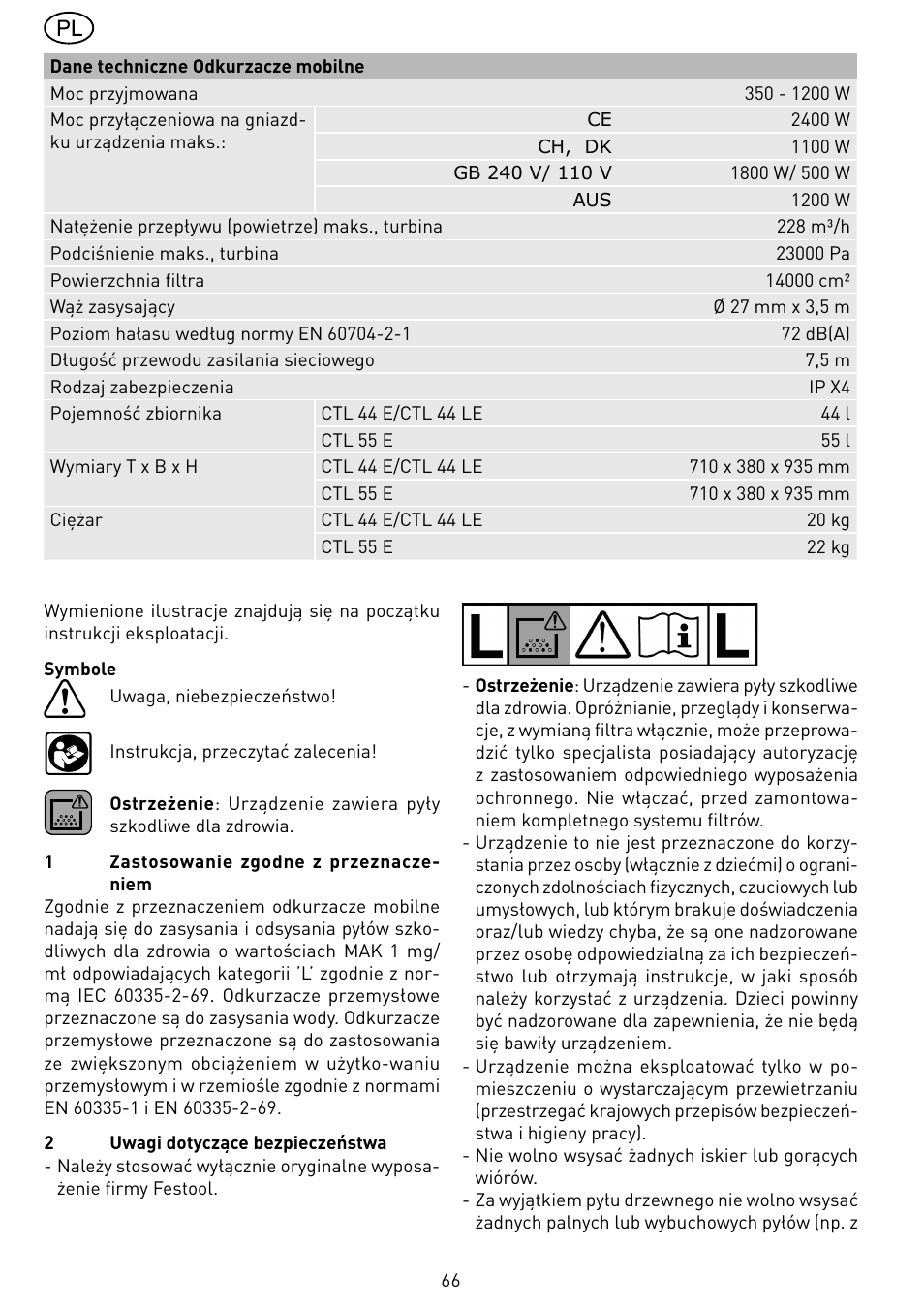 Festool CTL 55 E User Manual | Page 66 / 70
