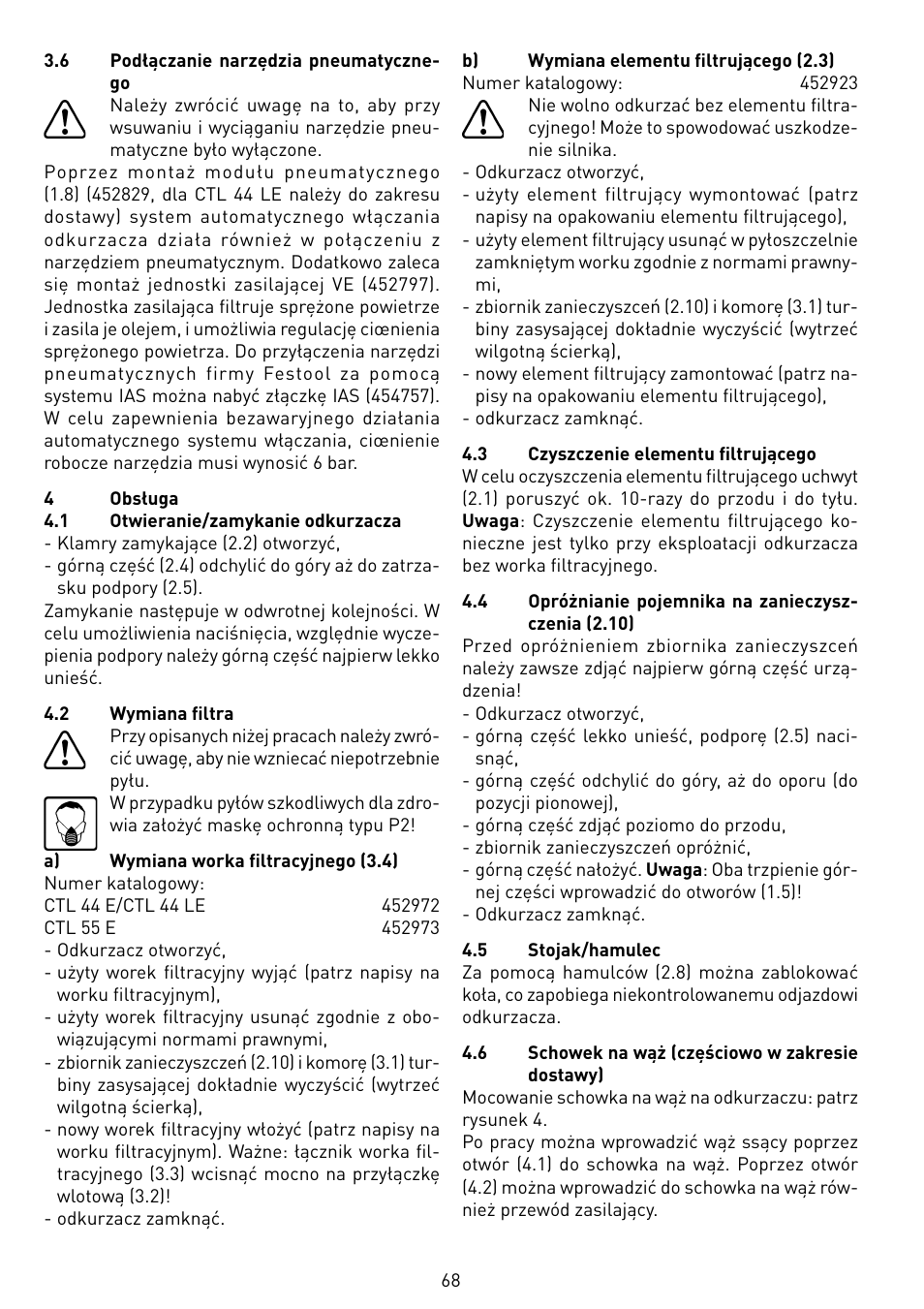 Festool CTL 55 E User Manual | Page 68 / 70