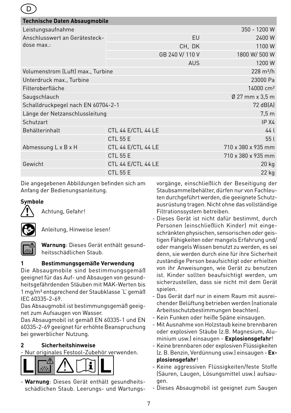 Festool CTL 55 E User Manual | Page 7 / 70