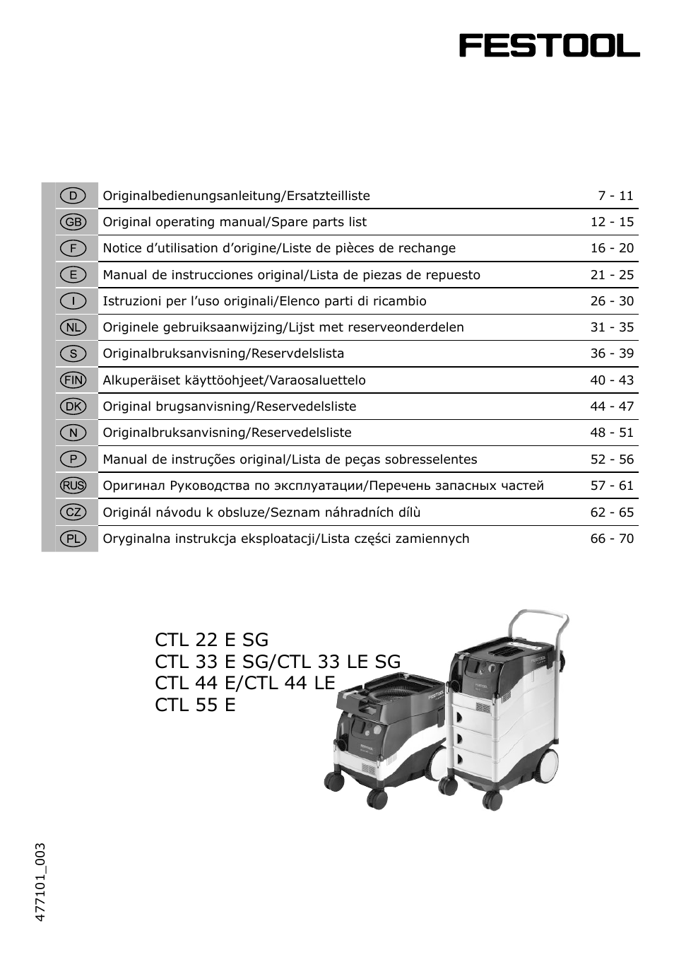 Festool CTL 22 E SG User Manual | 70 pages