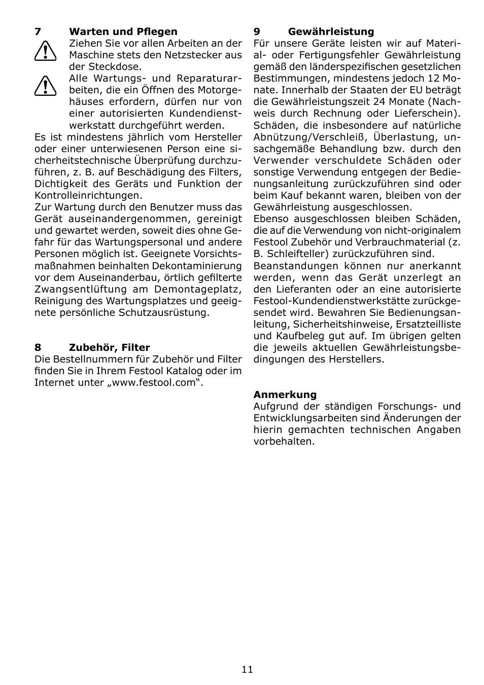 Festool CTL 22 E SG User Manual | Page 11 / 70